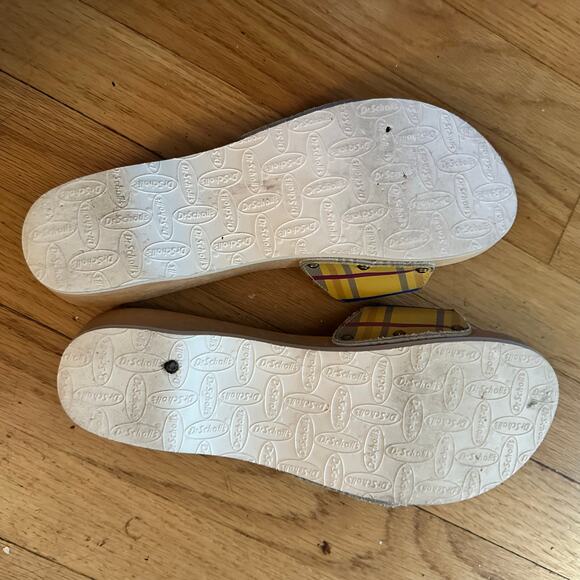 Dr. Scholls Original 10 Exercise Sandals Clogs Vintage Plaid Wooden Sole Italy - Picture 8 of 14